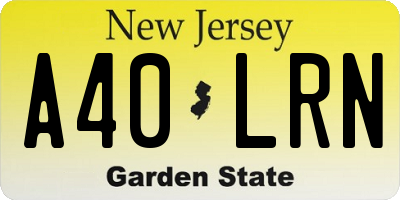 NJ license plate A40LRN