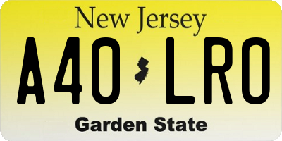 NJ license plate A40LRO