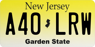 NJ license plate A40LRW