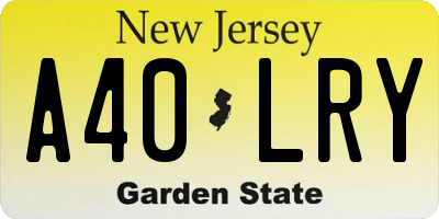 NJ license plate A40LRY