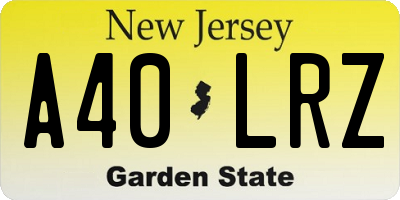 NJ license plate A40LRZ