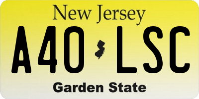 NJ license plate A40LSC