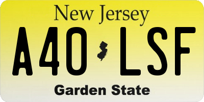 NJ license plate A40LSF