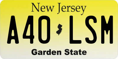 NJ license plate A40LSM