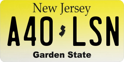 NJ license plate A40LSN