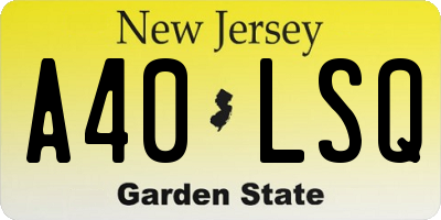 NJ license plate A40LSQ