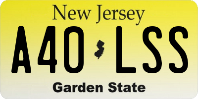 NJ license plate A40LSS