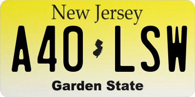 NJ license plate A40LSW