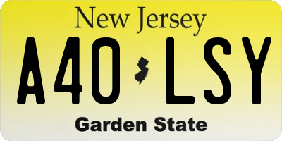 NJ license plate A40LSY
