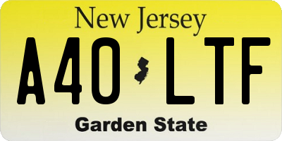 NJ license plate A40LTF