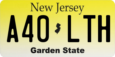NJ license plate A40LTH