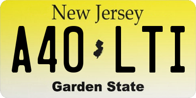 NJ license plate A40LTI