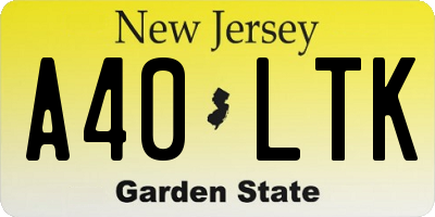 NJ license plate A40LTK