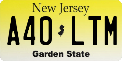 NJ license plate A40LTM