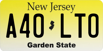 NJ license plate A40LTO