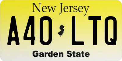 NJ license plate A40LTQ