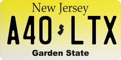 NJ license plate A40LTX