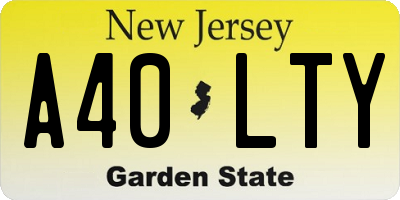NJ license plate A40LTY