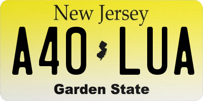 NJ license plate A40LUA