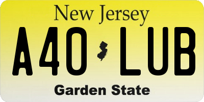 NJ license plate A40LUB