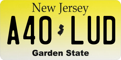 NJ license plate A40LUD