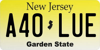 NJ license plate A40LUE