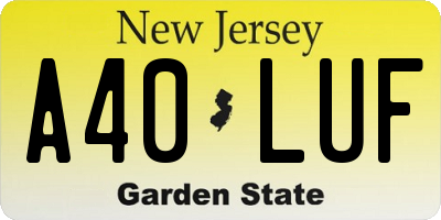 NJ license plate A40LUF