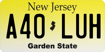 NJ license plate A40LUH