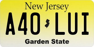 NJ license plate A40LUI