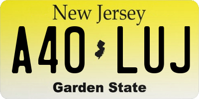 NJ license plate A40LUJ