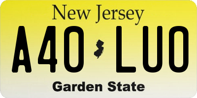 NJ license plate A40LUO