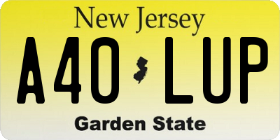 NJ license plate A40LUP