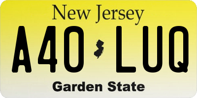 NJ license plate A40LUQ