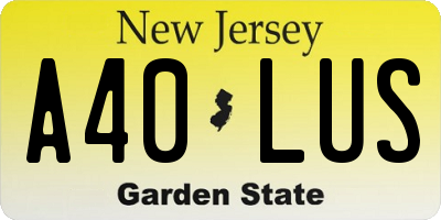 NJ license plate A40LUS