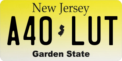 NJ license plate A40LUT