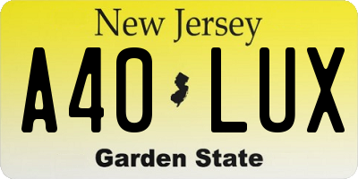 NJ license plate A40LUX