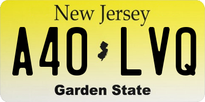 NJ license plate A40LVQ