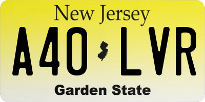 NJ license plate A40LVR