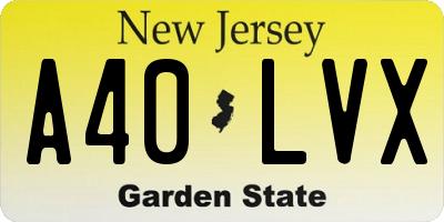 NJ license plate A40LVX