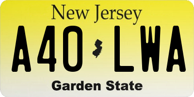 NJ license plate A40LWA