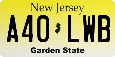 NJ license plate A40LWB