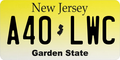 NJ license plate A40LWC