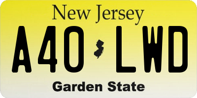 NJ license plate A40LWD