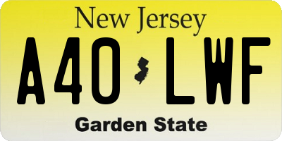 NJ license plate A40LWF