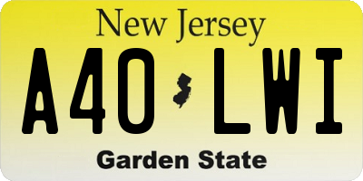 NJ license plate A40LWI