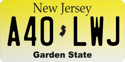 NJ license plate A40LWJ