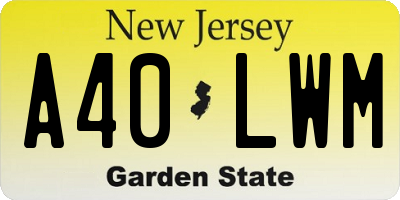 NJ license plate A40LWM