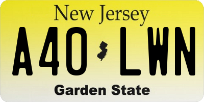 NJ license plate A40LWN