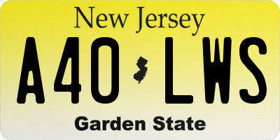 NJ license plate A40LWS