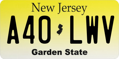 NJ license plate A40LWV